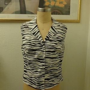 A.B.S by Allen Schwartz Zebra Print Blouse Top